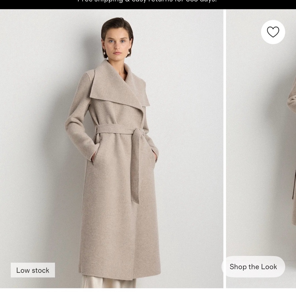 NWOT quince double faced merino wool draper collar wrap coat